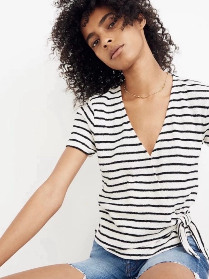 Madewell Texture & Thread Wrap Tie Top